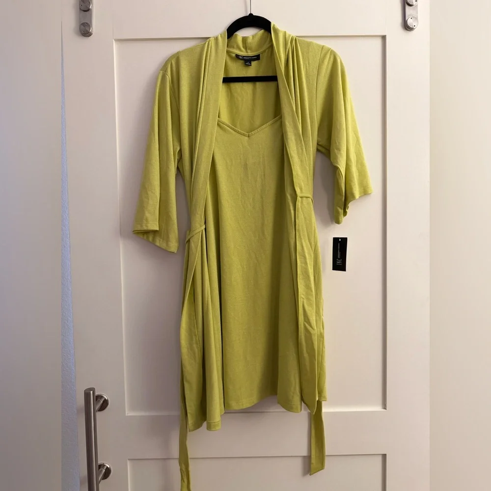 NEW WITH TAGS I.N.C. lime sparkle belted 2-piece set- (size S)